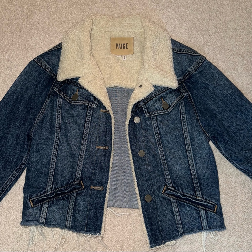 PAIGE denim jacket with real sherpa